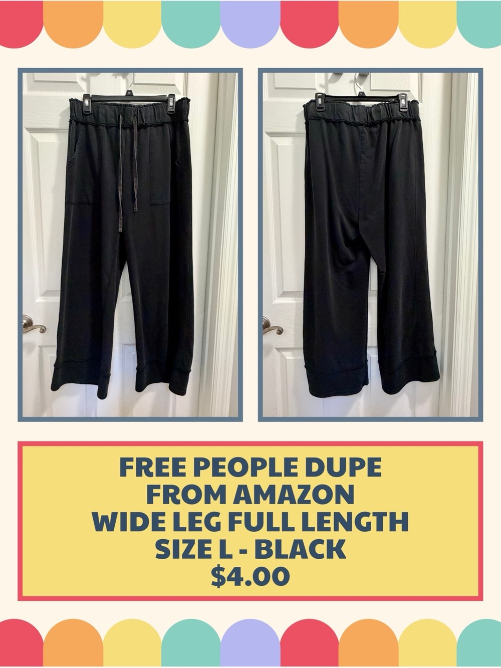Amazon Black Wide-Leg Drawstring Lounge Pants